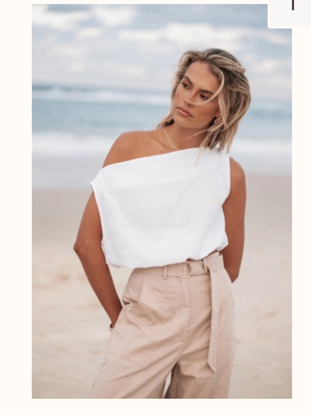 Petal and Pup cotton linen blend one shoulder top